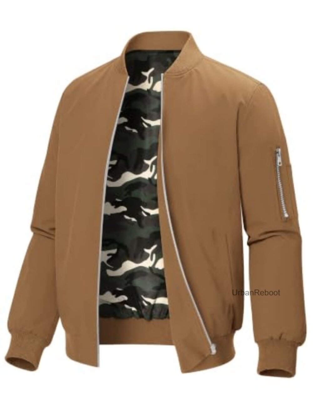 Mens Lightweight Bomber Jacket Polyester Windproof Zip Coat